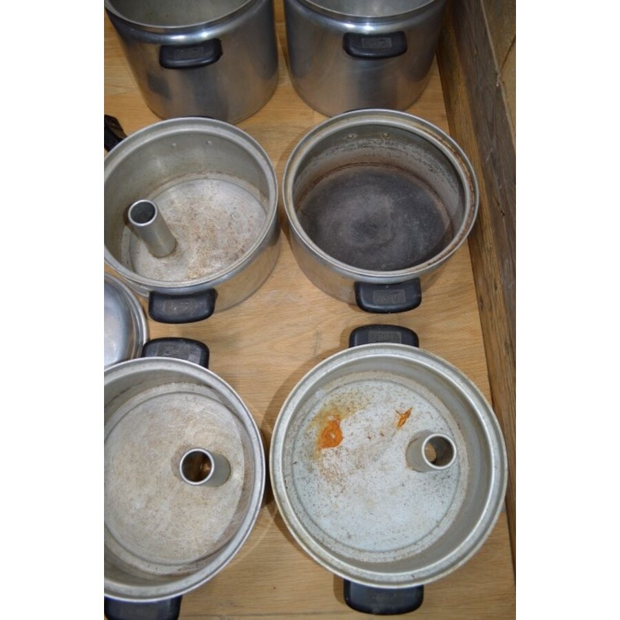 Fluks stoom pannen set stapelbaar aluminium-7