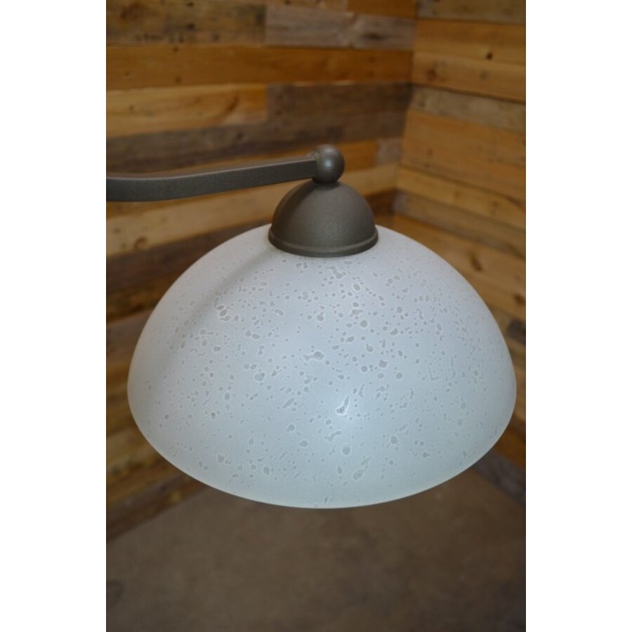 Hanglamp metaal met twee glazen kappen in art deco stijl-2