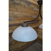 thumb-Hanglamp metaal met twee glazen kappen in art deco stijl-3
