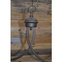thumb-Hanglamp metaal met twee glazen kappen in art deco stijl-4