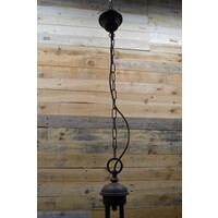 thumb-Hanglamp metaal met twee glazen kappen in art deco stijl-5