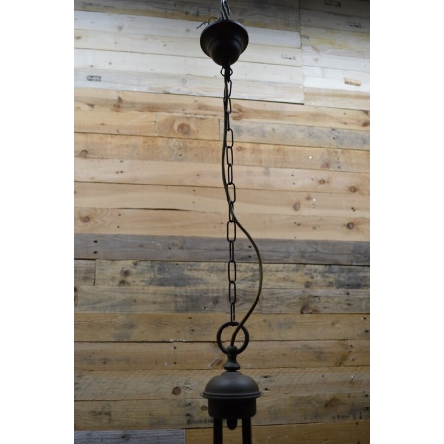 Hanglamp metaal met twee glazen kappen in art deco stijl-5