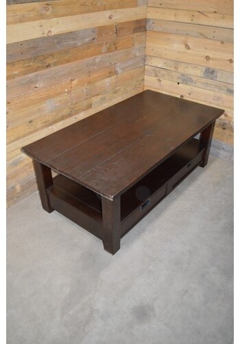 Salontafel massief eiken donker rechthoekig 