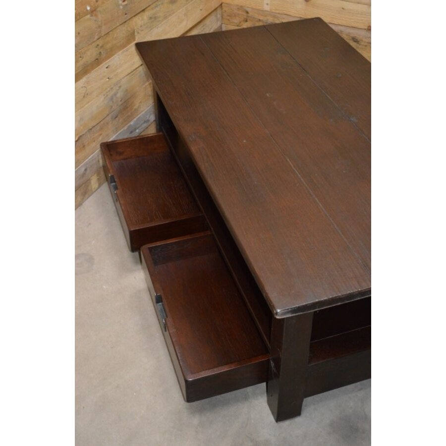 Salontafel massief eiken donker rechthoekig-5