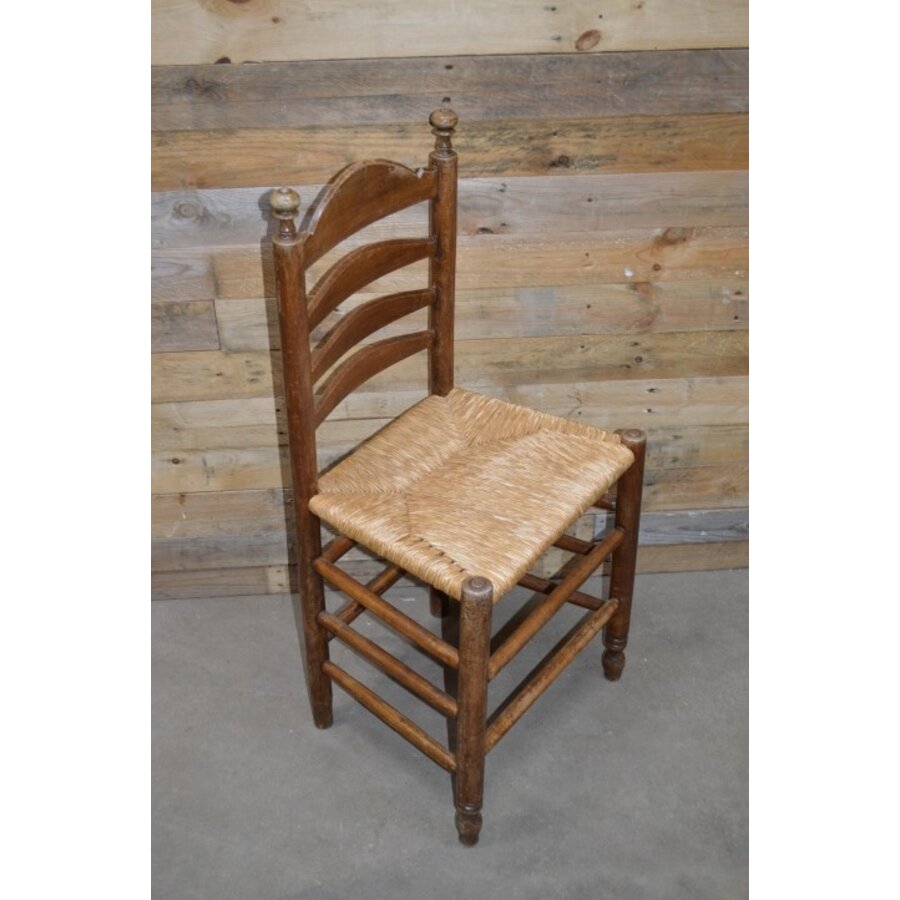 Oud hollandse knopstoel met biezen mat-2