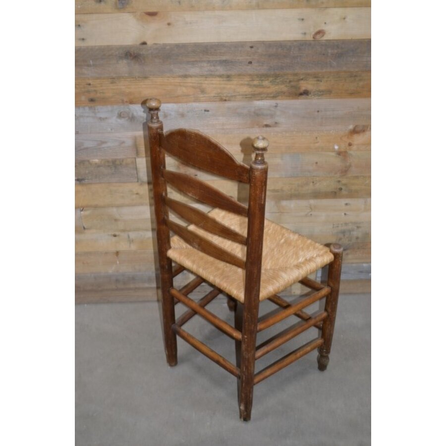 Oud hollandse knopstoel met biezen mat-3