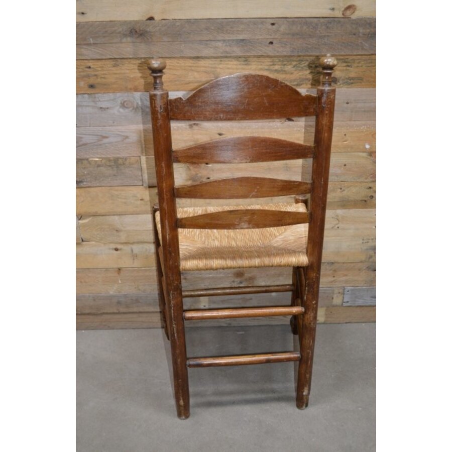 Oud hollandse knopstoel met biezen mat-4