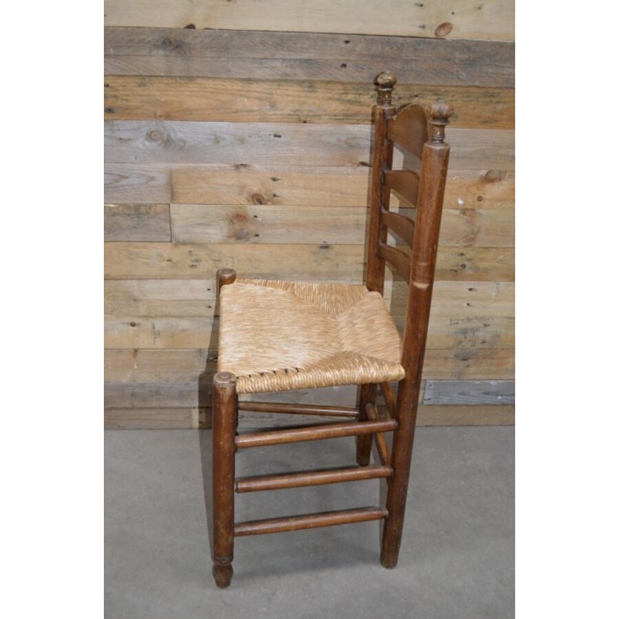 Oud hollandse knopstoel met biezen mat-5