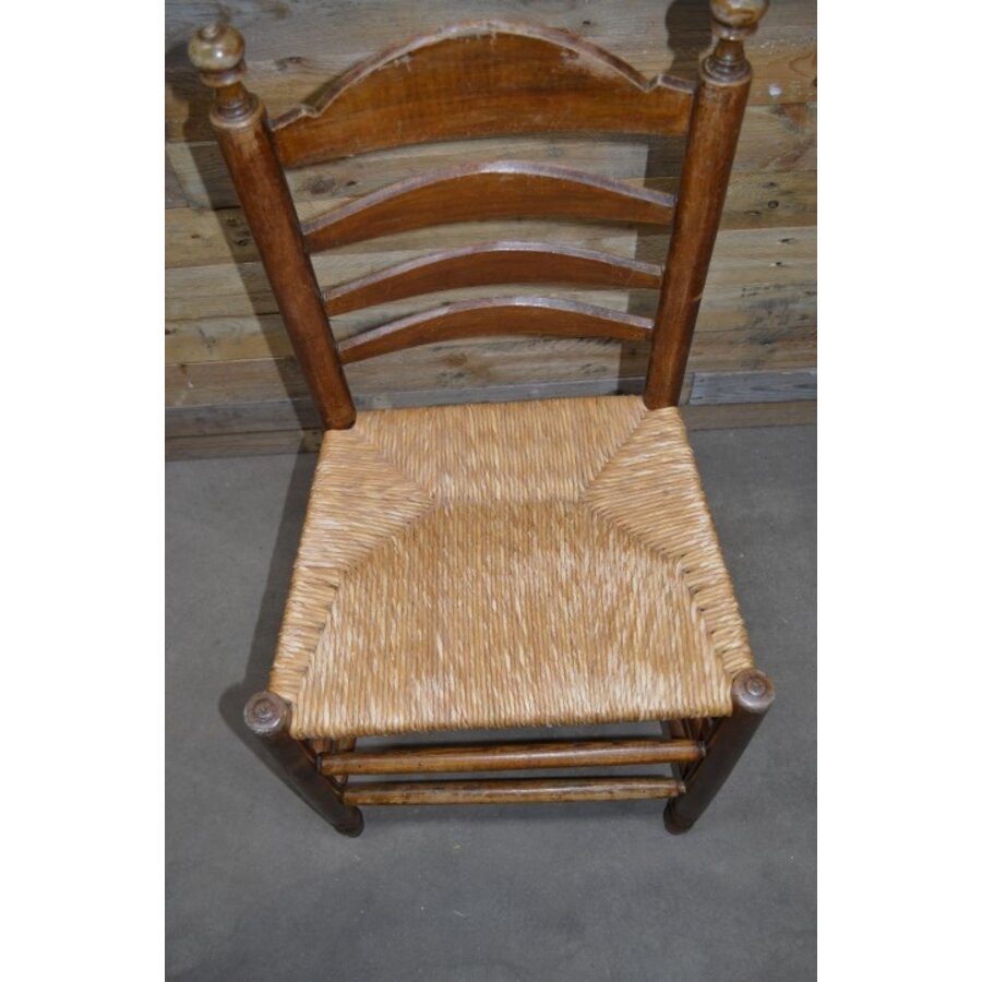 Oud hollandse knopstoel met biezen mat-6