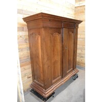 thumb-Antieke Biedermeier kast van massief eikenhout met planken en laden-1