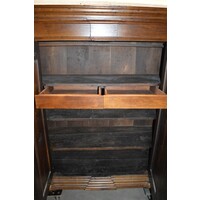 thumb-Antieke Biedermeier kast van massief eikenhout met planken en laden-3