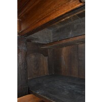 thumb-Antieke Biedermeier kast van massief eikenhout met planken en laden-4