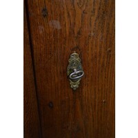 thumb-Antieke Biedermeier kast van massief eikenhout met planken en laden-7