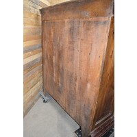 thumb-Antieke Biedermeier kast van massief eikenhout met planken en laden-9