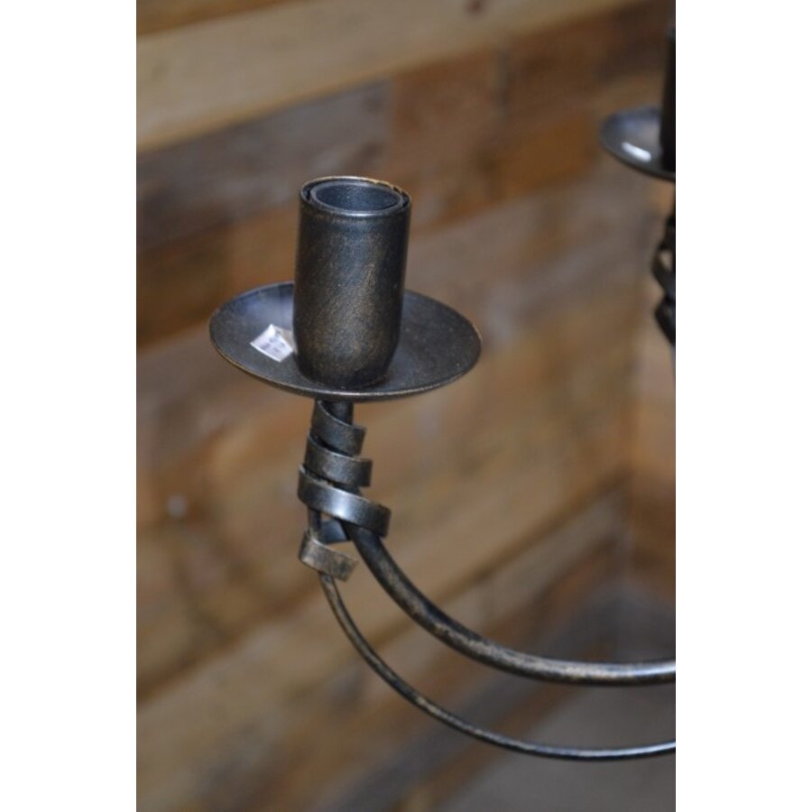 Messing kleurige kroonluchter met 5 armen in mid century stijl-5