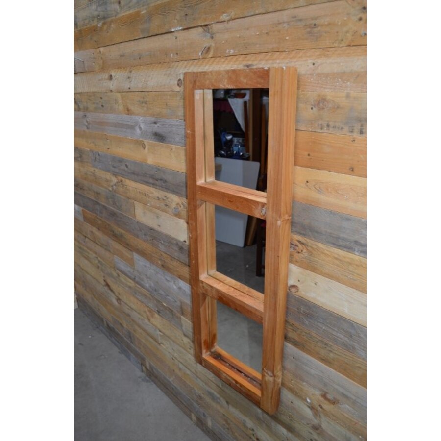 Rechthoekige drieluik spiegel teakhouten lijst-2