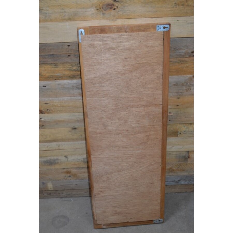 Rechthoekige drieluik spiegel teakhouten lijst-3