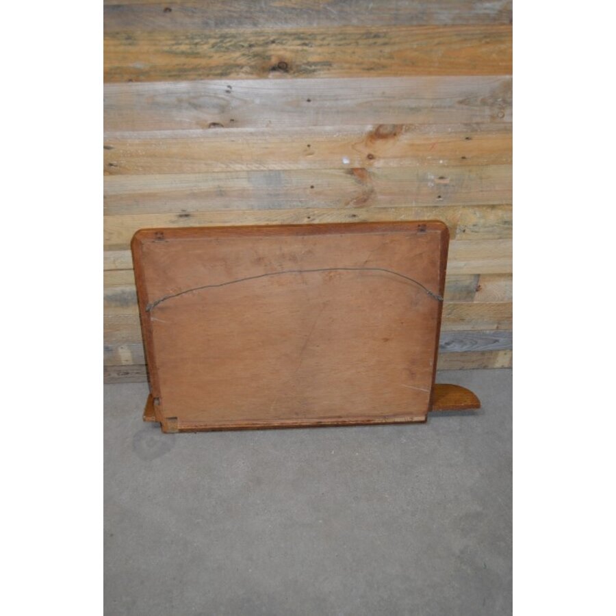 Oud eiken lijst met facet spiegel en schapje-6