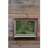 thumb-Schilderij van J.G. de Groot – twee opa’s op een bankje in parklandschap-1