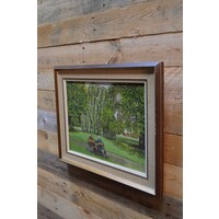 thumb-Schilderij van J.G. de Groot – twee opa’s op een bankje in parklandschap-3