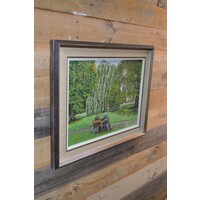 thumb-Schilderij van J.G. de Groot – twee opa’s op een bankje in parklandschap-7