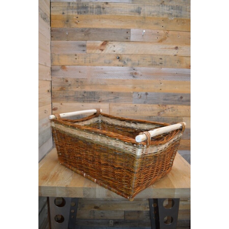 Grote driekleurige  mand rechthoekig met houten handgrepen-1