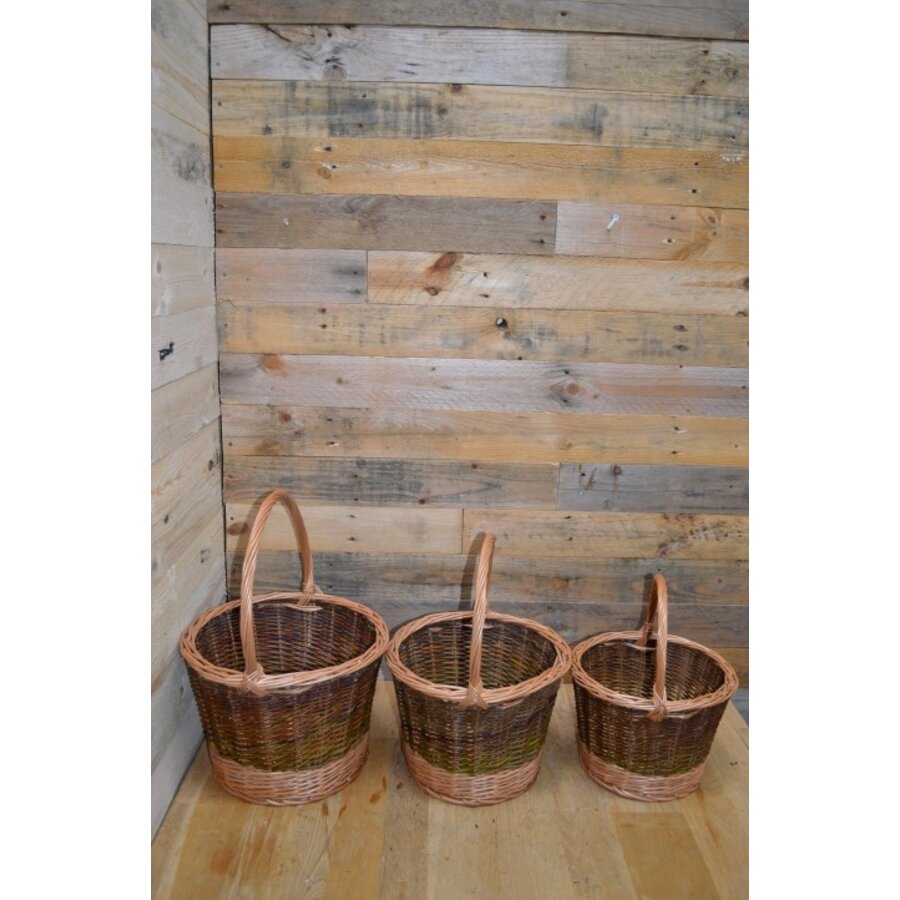 Nest van 3 gevlochten wilgentenen manden rond-3