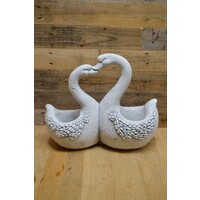 thumb-Betonnen zwanen in hartvorm – plantenbakje met twee zwanen als decoratie-1