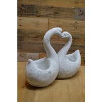 thumb-Betonnen zwanen in hartvorm – plantenbakje met twee zwanen als decoratie-3