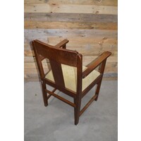 thumb-Vintage houten armstoel met stoffen zitting jaren 50-6