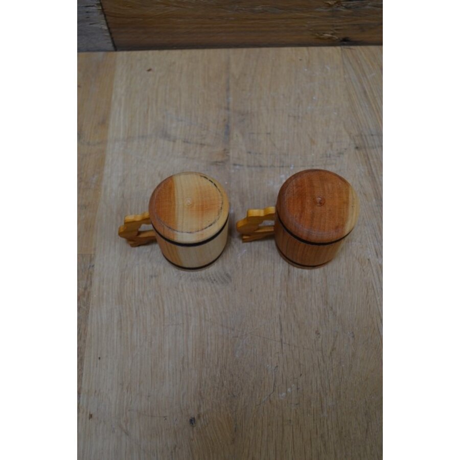 Wodka/vodka bekertjes hout met metaal set van 2-6