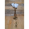 LoodsVol, Tweedehands Schemerlamp messingkleur met 3 bloemkapjes