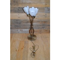 thumb-Schemerlamp messingkleur met 3 bloemkapjes-1