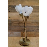 thumb-Schemerlamp messingkleur met 3 bloemkapjes-2
