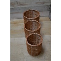 Ronde mandjes set van 3 gevlochten wilgentenen