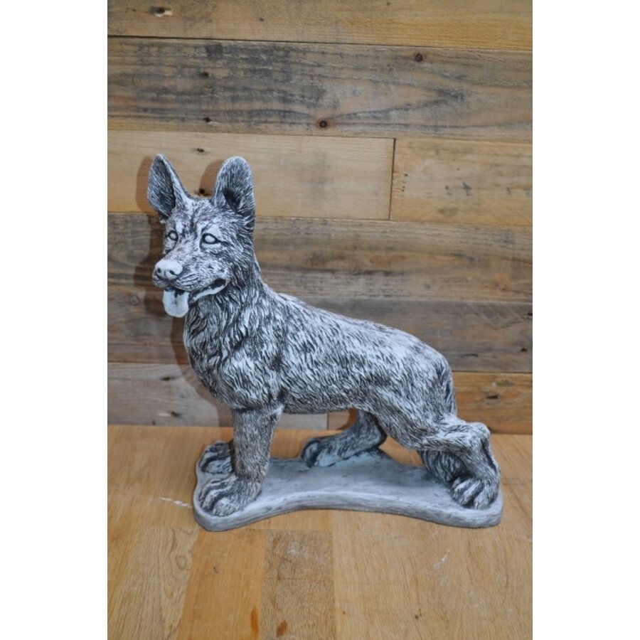 Betonnen staande herdershond – levensecht hondenbeeld met gespitste oren-1