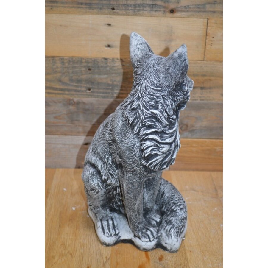 Betonnen vos links kijkend – natuurgetrouw tuinbeeld van schrandere jager-5