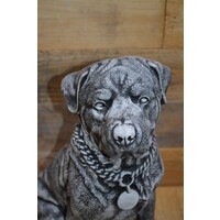 thumb-Betonnen Rottweiler met voerbakje – waakhond in zithouding, gedetailleerd beeld-3