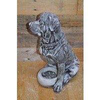 thumb-Betonnen Rottweiler met voerbakje – waakhond in zithouding, gedetailleerd beeld-4