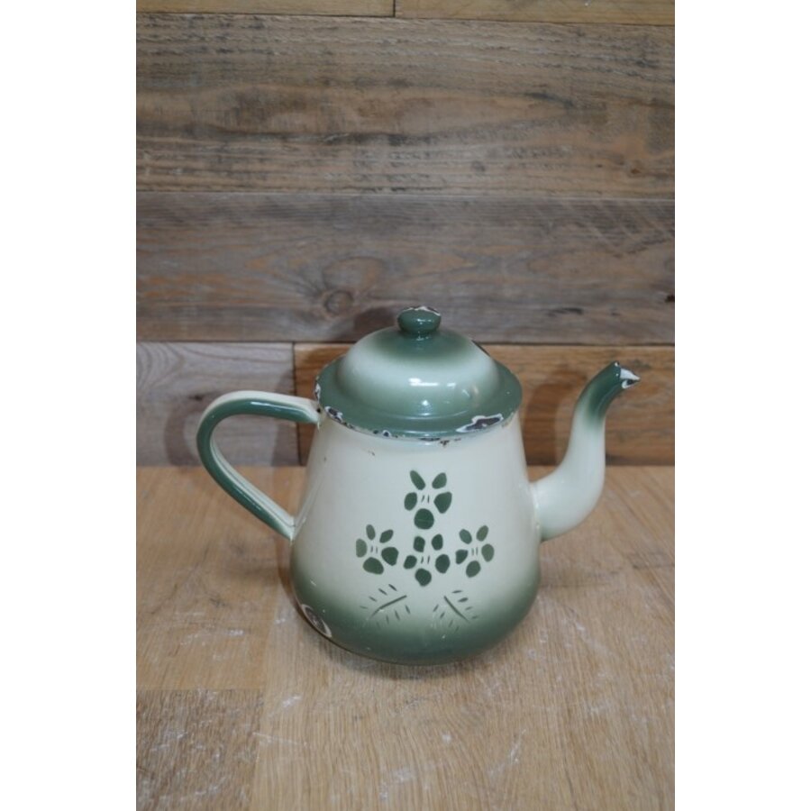 Brocante Franse koffiepot van emaille jaren 50-2