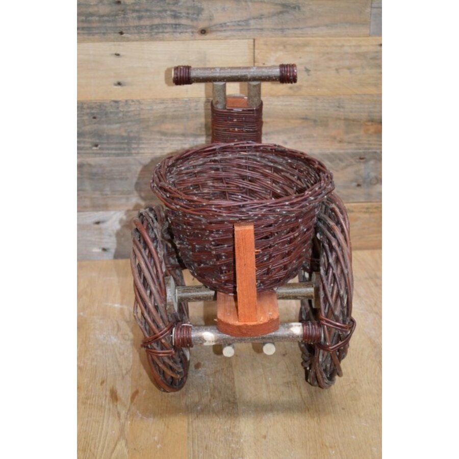 Fiets driewieler van wilgentenen en hout-5