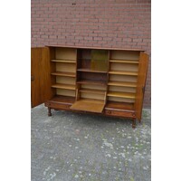 thumb-Massief donker eiken dressoir met houtsnijwerk-8