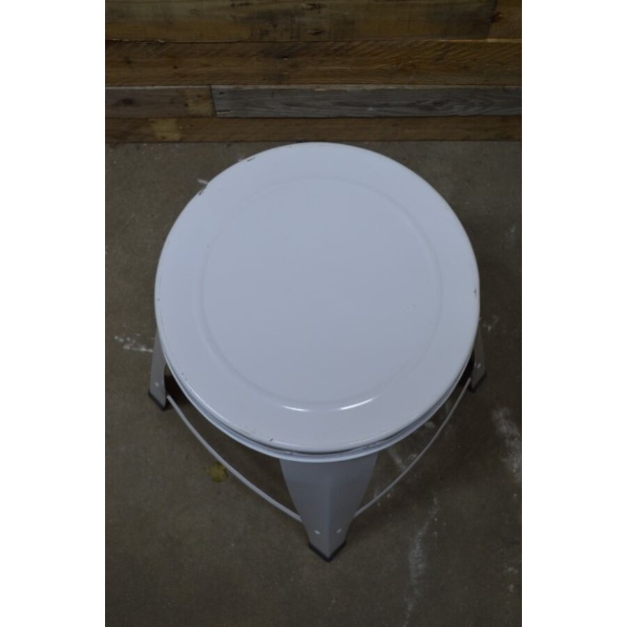 Wit metalen krukje of plantentafel-4