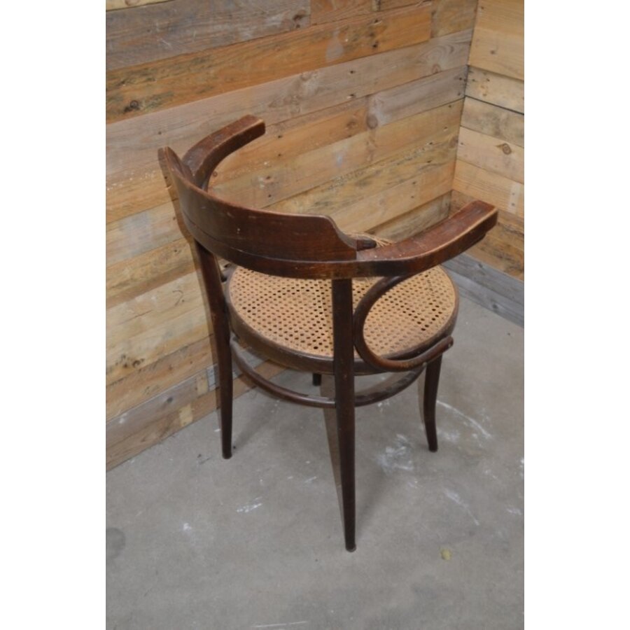 Donkere houten armstoel in Thonet stijl-3