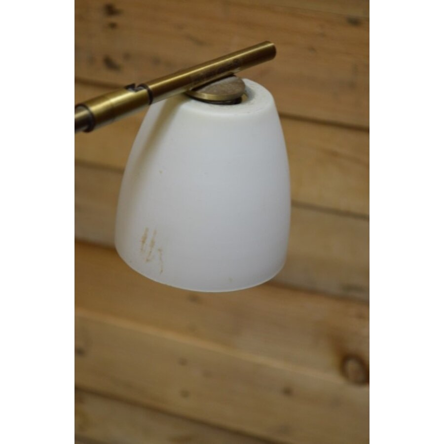 Messingkleurige vloerlamp met zwenkarm en dimmer-2