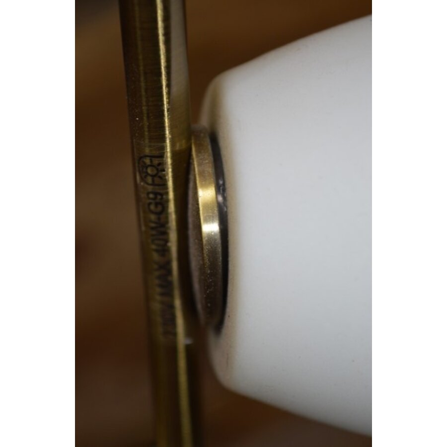 Messingkleurige vloerlamp met zwenkarm en dimmer-3