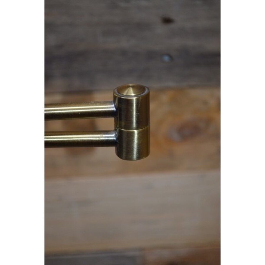 Messingkleurige vloerlamp met zwenkarm en dimmer-5