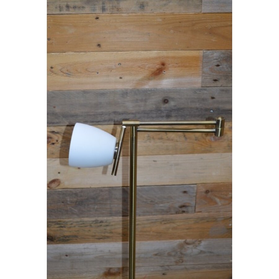 Messingkleurige vloerlamp met zwenkarm en dimmer-6