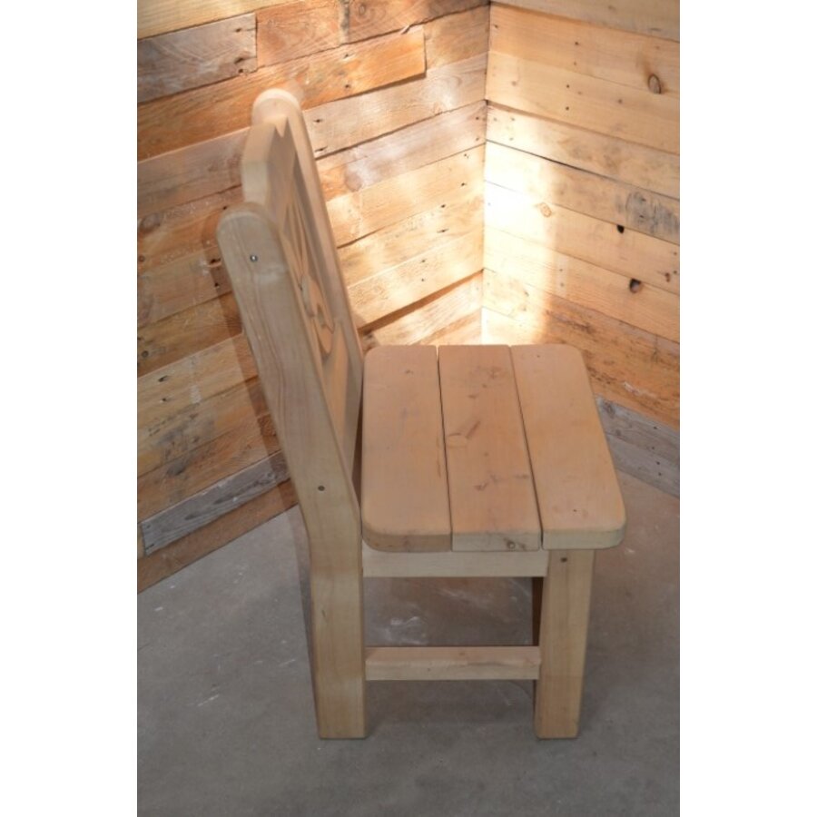 Zware houten tuinstoel met bloem rugleuning-4