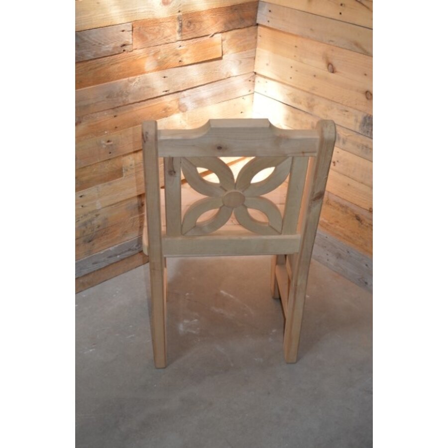 Zware houten tuinstoel met bloem rugleuning-6